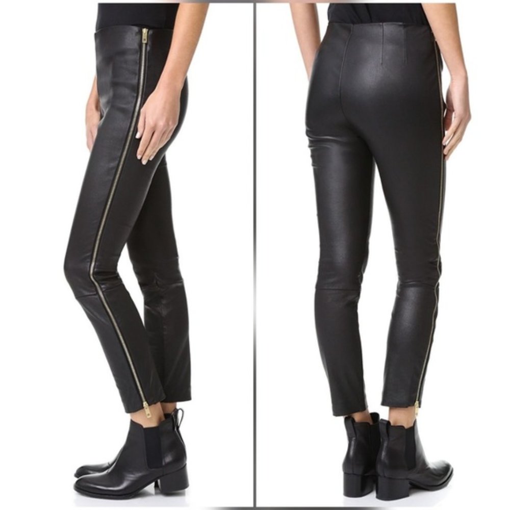 Rag & Bone Black Chatel Leather Pant